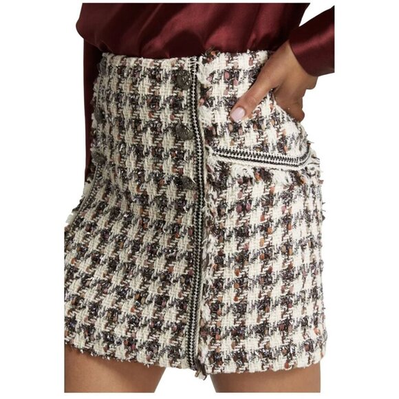 Veronica Beard Houndstooth Tweed Mini Skirt 16 White Old Money Preppy Academia - Picture 1 of 15
